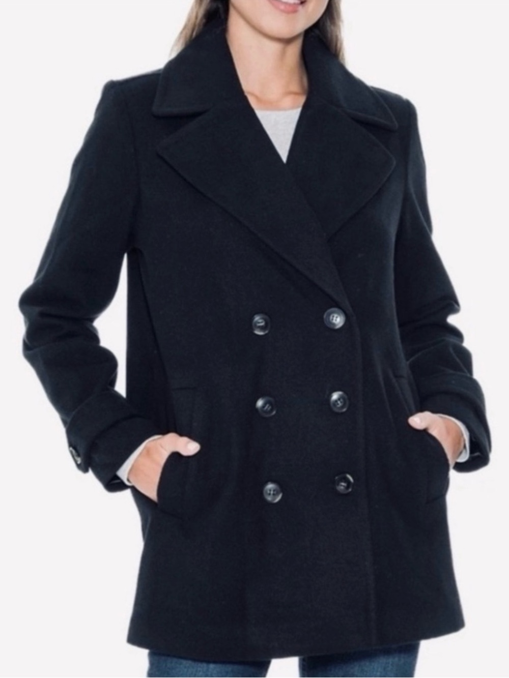 NEW Croft & Barrow Black Pea Coat Size XL (WITH FREE NEW SCARF!)